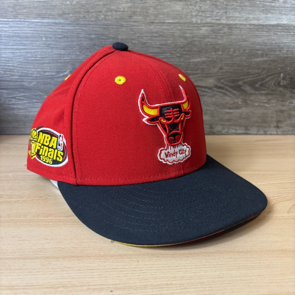 Chicago Bulls Hat Fitted 7 1/2 NBA Basketball 1996 NBA Finals‎ Mitchell & Ness